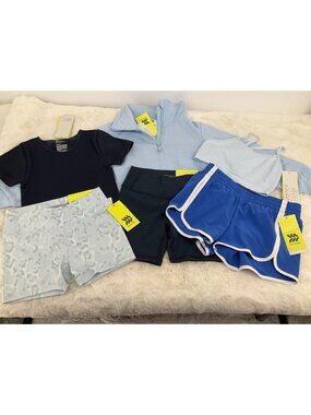 All in Motion Girls size XS X-Small 4/5 Activewear 6 pc lot Blue NEW with tags